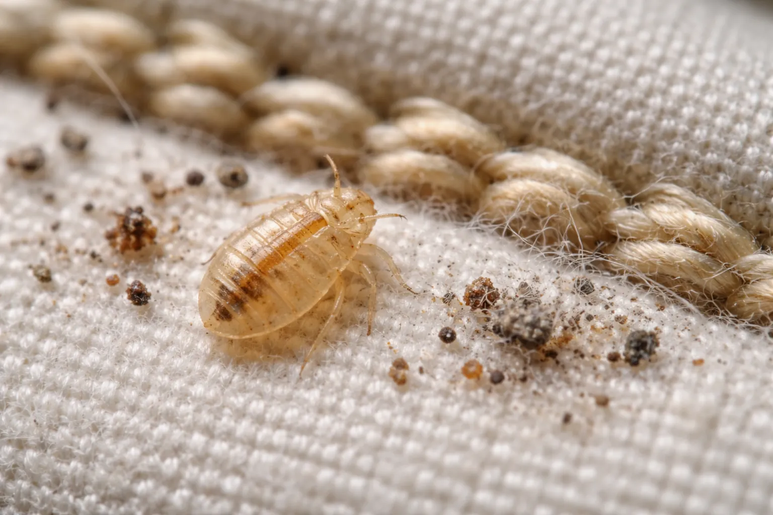 bed bug shells compared to dirt and dust on mattress