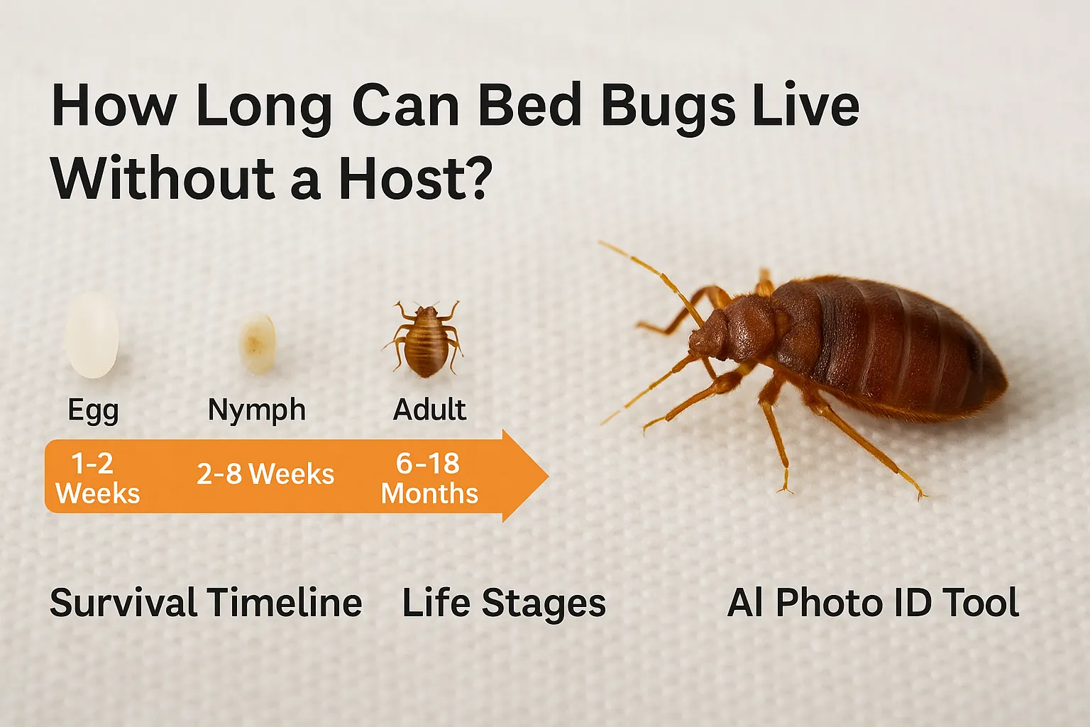 Illustration of a bed bug in an empty room environment, symbolizing survival without a human host